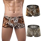 Panegy Herren Retroshorts 1er/2er Pack Boxershorts Leopardenmuster Unterwäsche Soft Jungen Unterhosen